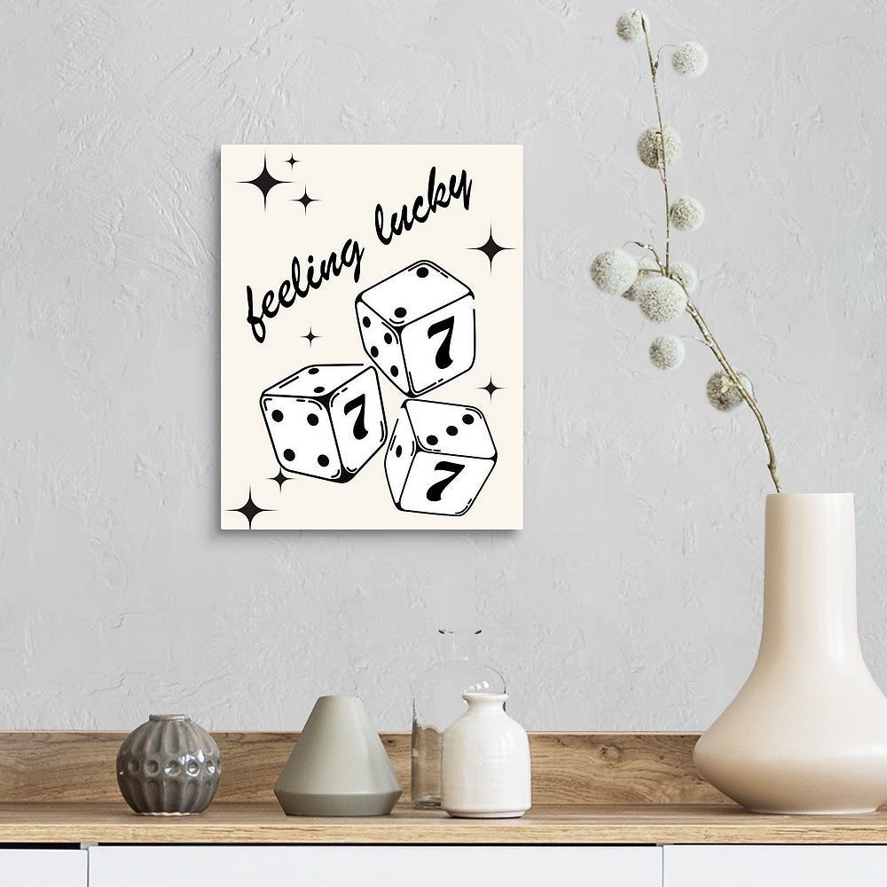 Feeling Lucky Dice Green Diamond Painting Canvas