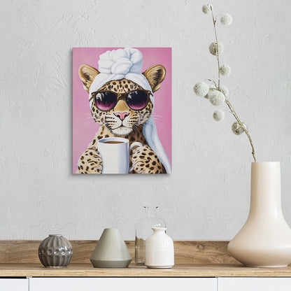 Cheetah Drinking Coffee Diamond Painting